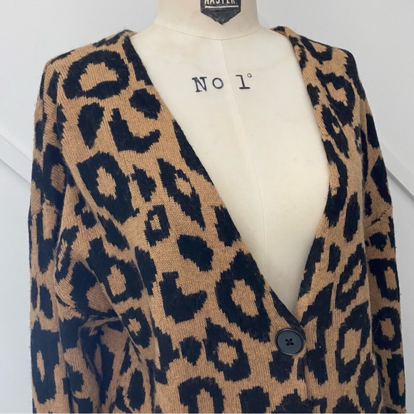Aritzia Sunday Best Sylvia Alpaca Wool Blend Leopard Print Oversized Cardigan -S - Picture 6 of 15